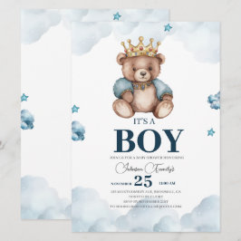 IT'S BOY Bear Baby Shower Inbjudningar