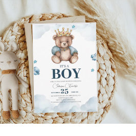 IT'S BOY Bear Baby Shower Inbjudningar