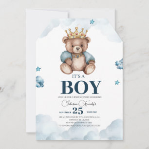 IT'S BOY Bear Baby Shower Tack Kort
