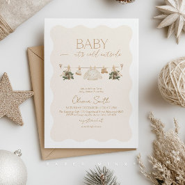 it's Cold Outside Baby Shower Beige Gender Neutral Inbjudningar