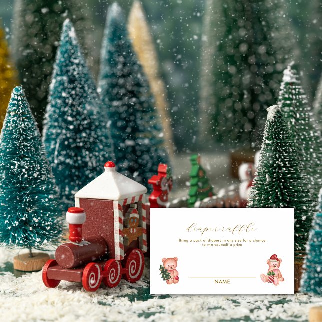 It's Cold Outside Bear Diaper Raffle Baby Shower  Tilläggskort (It's Cold Outside Bear Diaper Raffle Baby Shower Enclosure Card)