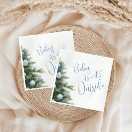 It's Cold Outside Blue Bow Winter Baby Shower Pappersservett