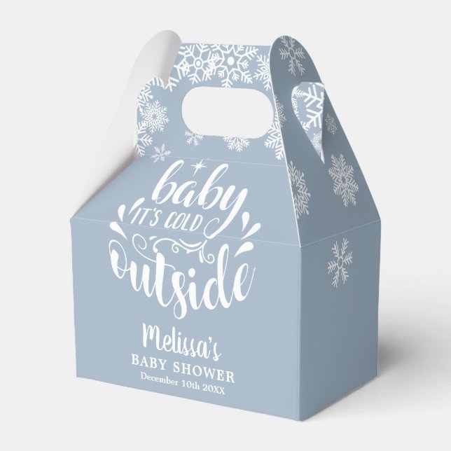 It's Cold Outside Blue Boy Winter Baby Shower Presentaskar (Framsidan Sidan)