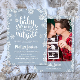 It's Cold Outside Boy Photo Winter Baby Shower Inbjudningar