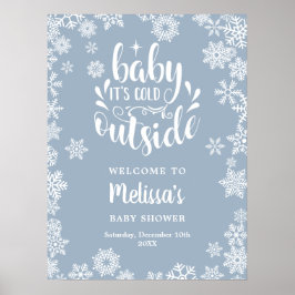 It's Cold Outside Boy Winter Baby Shower Welcome Poster