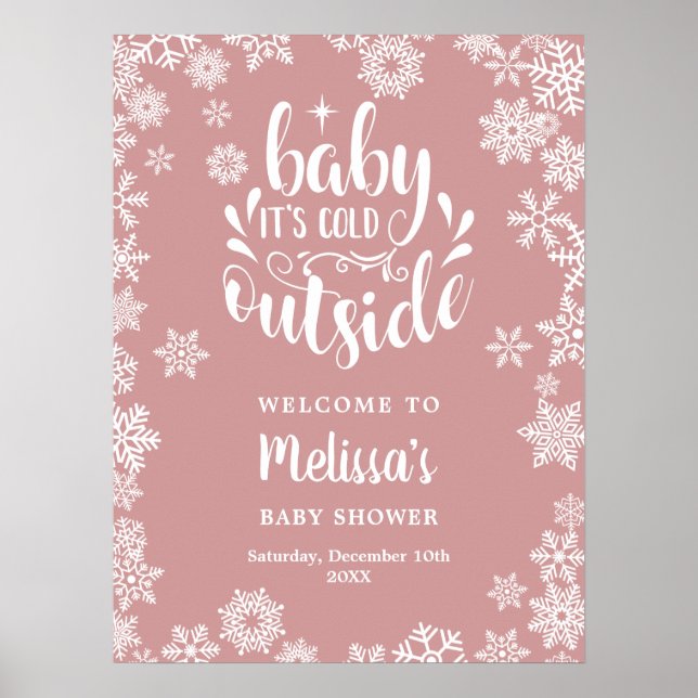 It's Cold Outside Girl Winter Baby Shower Welcome Poster (Framsidan)