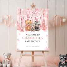 its cold outside Pink Baby Shower Welcome Sign