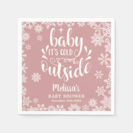 It's Cold Outside Pink Girl Winter Baby Shower Pappersservett