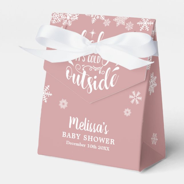 It's Cold Outside Pink Girl Winter Baby Shower Presentaskar (Framsidan Sidan)