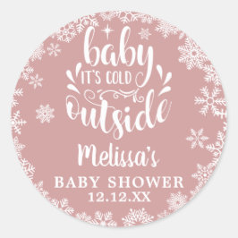 It's Cold Outside Pink Girl Winter Baby Shower Runt Klistermärke
