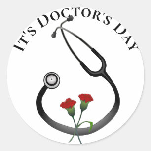 It's Doctor's Day Stethoscope Runt Klistermärke