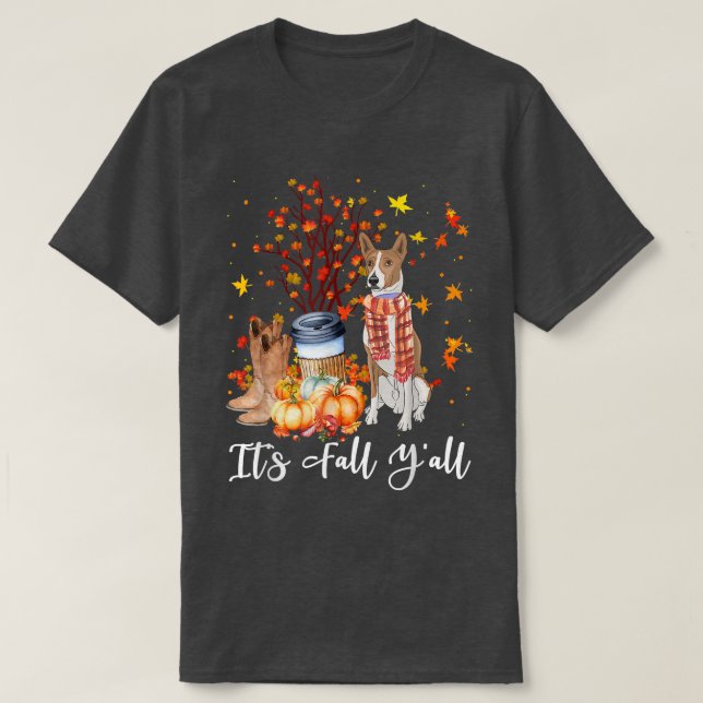 Its Fall Yall Basenji Pumpkin Fall Autumn Thanksgi T Shirt (Design framsida)