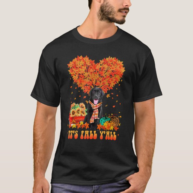 It's Fall Y'all Black Labrador Dog Pumpkin Autumn  T Shirt (Framsida)