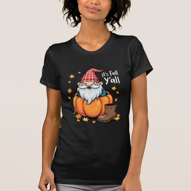 It's Fall Y'all Cute Gnomes Pumpkin Autumn T Shirt (Framsida)