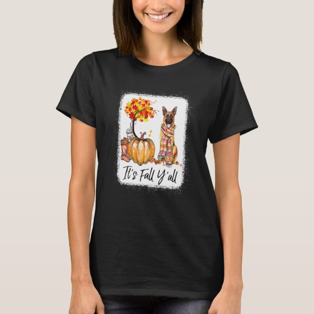 It's Fall Y'all German Shepherd Dog Halloween Than T Shirt (Framsida)