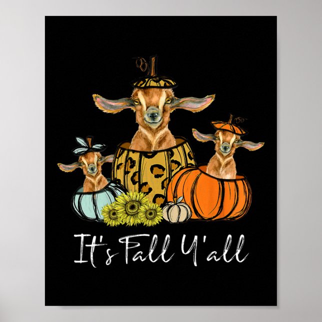 It's Fall Y'all Goat Animal Leopard Pumpkin Fallin Poster (Framsidan)