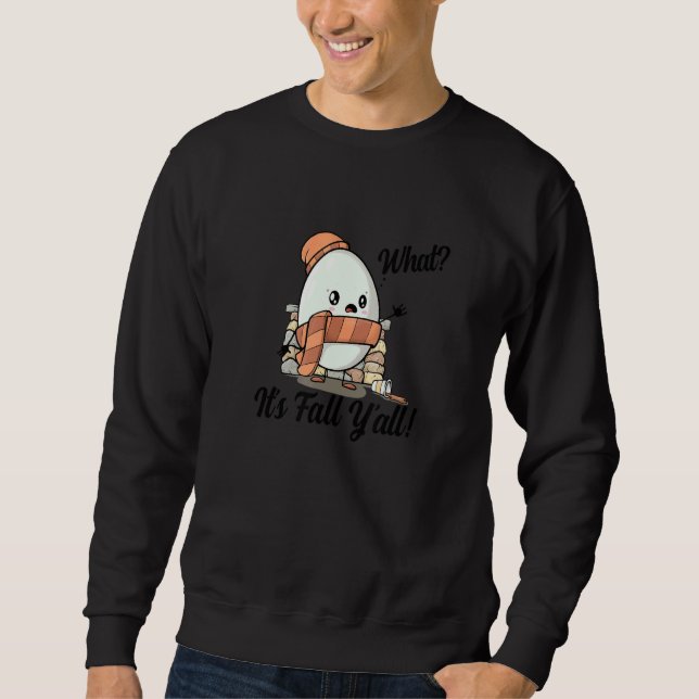 Its Fall Yall   Humpty Thanksgiving Autumn Coffee Lång Ärmad Tröja (Framsida)