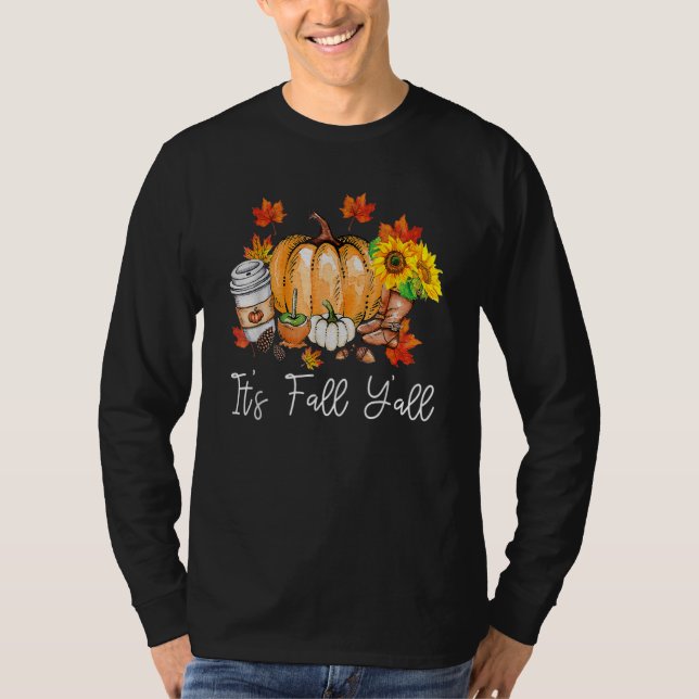 It's Fall Yall Pumpkin Leopard Halloween Autumn Th T Shirt (Framsida)
