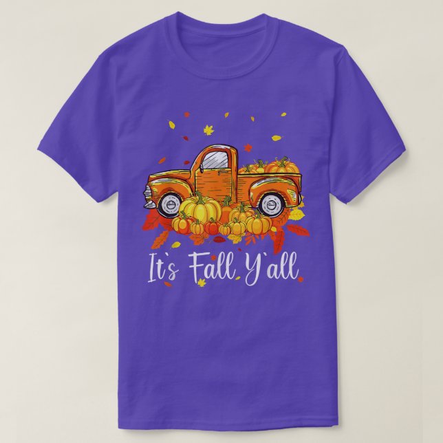 It's Fall Y'all Pumpkin Truck Autumn Tree Hello Fa T Shirt (Design framsida)