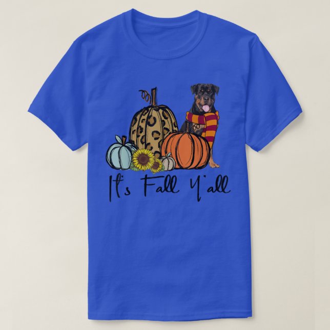 Its Fall Yall Rottweiler Leopard Pumpkin Sunflower T Shirt (Design framsida)