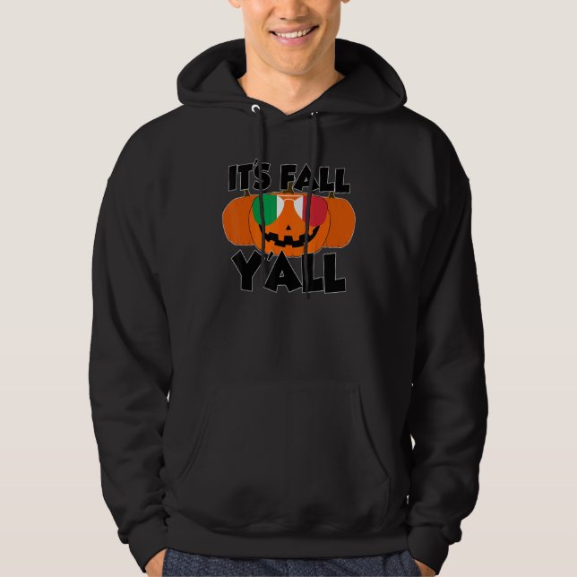 It's Fall Y'all Thanksgiving Pumpkin Italy Glasses Hoodie (Framsida)