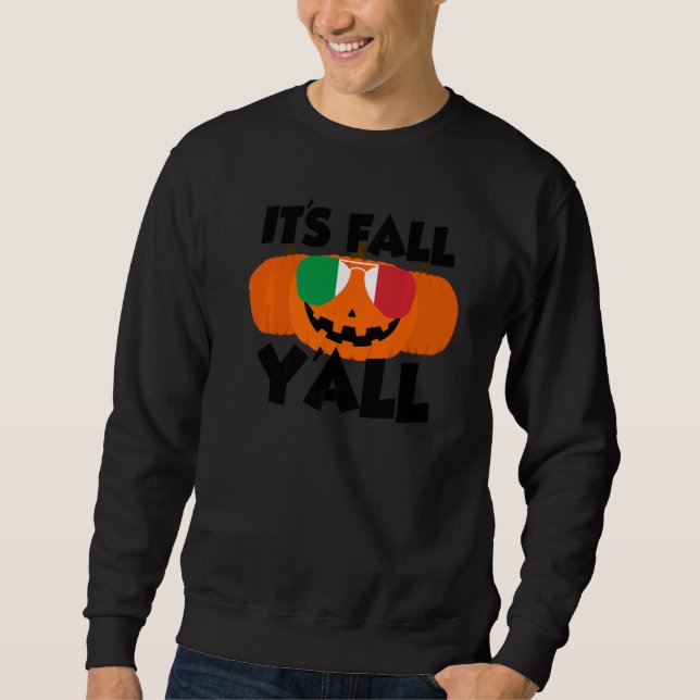 It's Fall Y'all Thanksgiving Pumpkin Italy Glasses Lång Ärmad Tröja (Framsida)