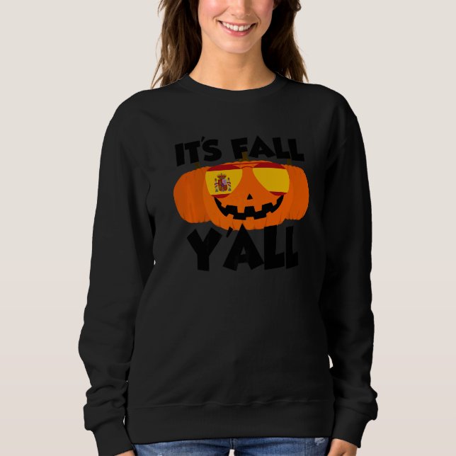 It's Fall Y'all Thanksgiving Pumpkin Spain Glasses T Shirt (Framsida)