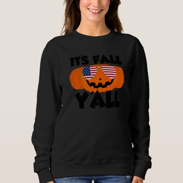 It's Fall Y'all Thanksgiving Pumpkin USA Glasses   T Shirt (Framsida)