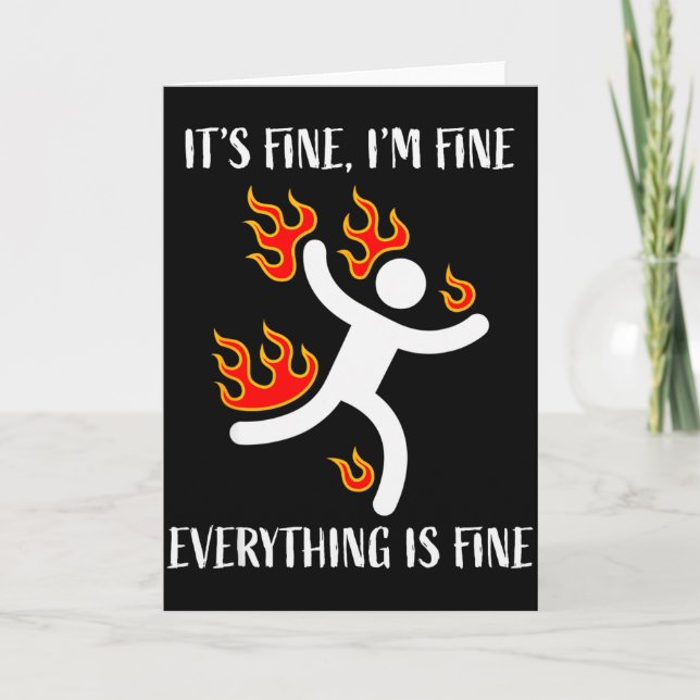 It's Fine Everything Is Fine Funny Stickman On Fir Kort (Framsida)