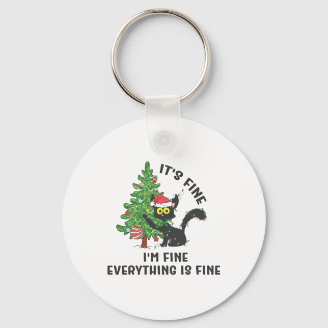 It's Fine Im Fine Everything Is Fine Elf Xmas Matc Nyckelring (Framsida)