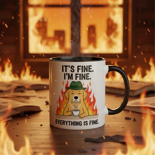 Its Fine Im Fine Everything, Meme Dog Coffee Mugg (Skapare uppladdad)
