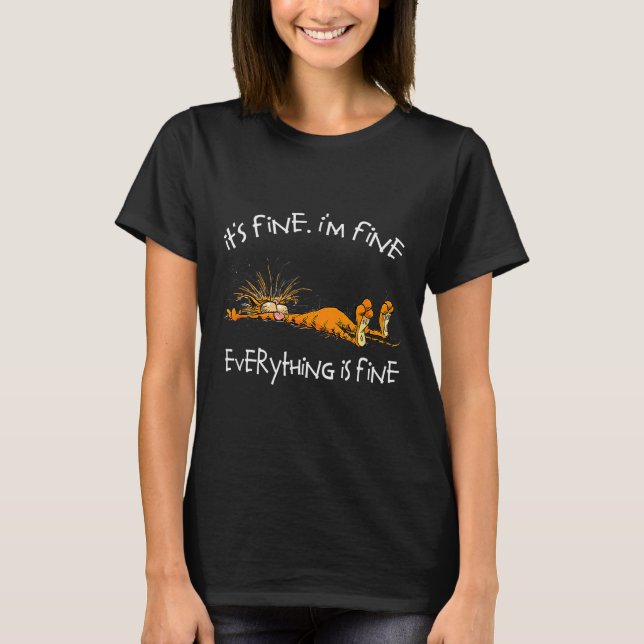 It's Fine Rpg Gamer Cat D20 Dice Fail Funny Nerdy  T Shirt (Framsida)