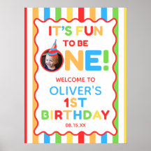 Its Fun To Be One 1st Birthday Photo Welcome Sign