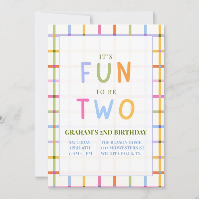 IT'S FUN TO BE TWO SECOND BIRTHDAY INVITATION INBJUDNINGAR (Framsida)