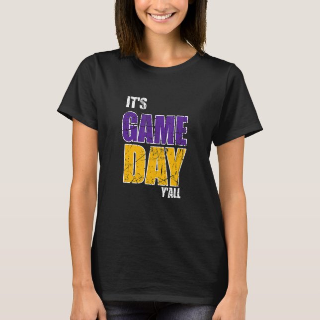 It's Game Day Ya'll Purple and yellow T Shirt (Framsida)