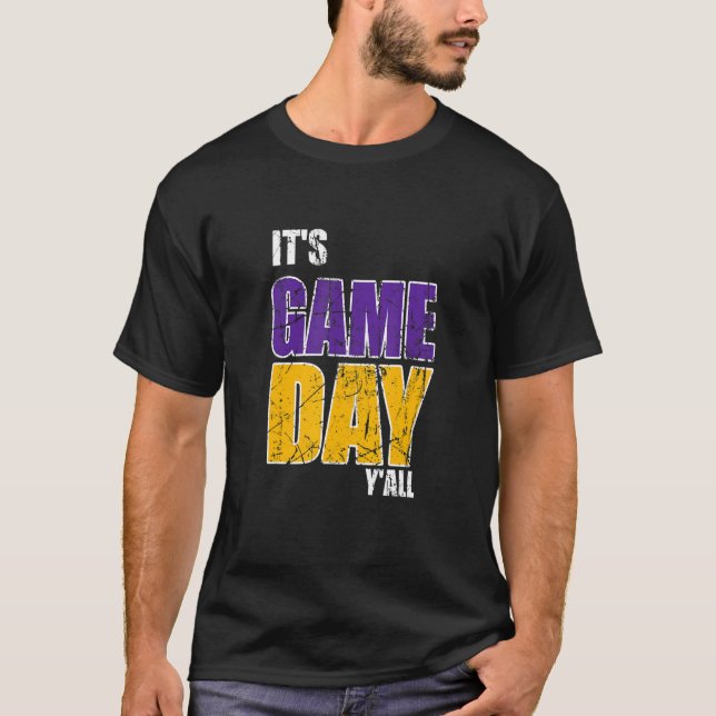 It's Game Day Ya'll Purple and yellow T Shirt (Framsida)
