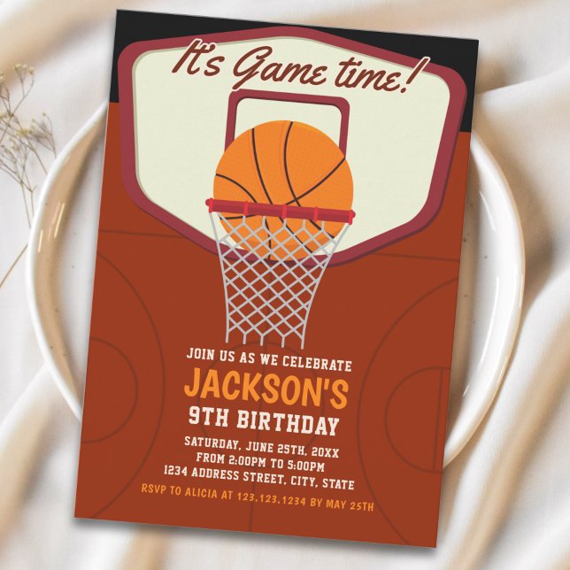 It's Game time! Basketball theme Birthday Kids Inbjudningar (Skapare uppladdad)