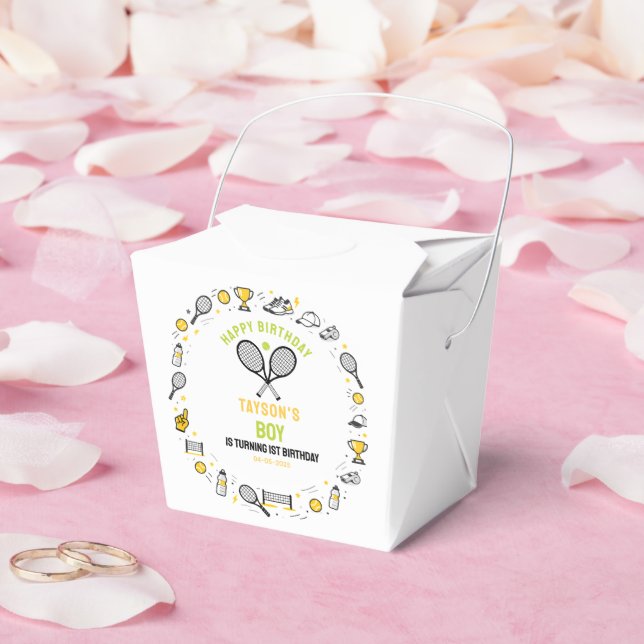 It's Game Time Tennis 1-årsjubileum – roliga barn Presentaskar (Bröllop)