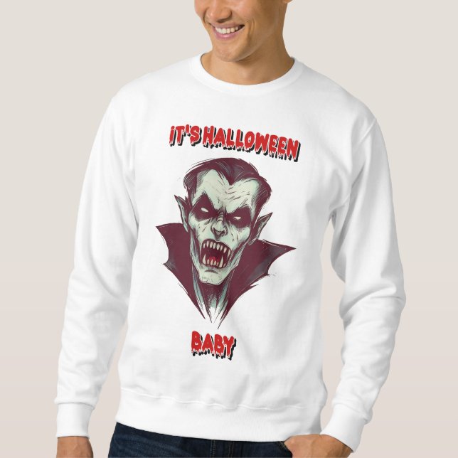 "It's Halloween Baby : Le Vampire des Ténèbres" Lång Ärmad Tröja (Framsida)