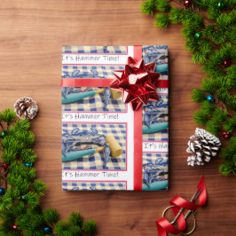 It's Hammer Time Blue Crab with Hammer on Gingham  Presentpapper