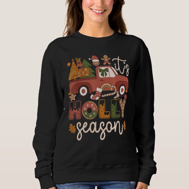 It's Holly Season 60s 70s Retro Hippie Christmas T Shirt (Framsida)
