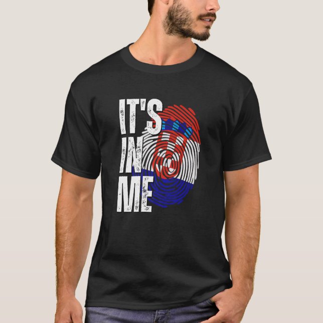 It's In Me Croatia Flag Fingerprint Croatian Herit T Shirt (Framsida)