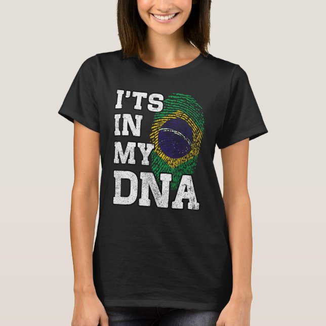 It's In My DNA Brazilian Fingerprint Proud Brazil  T Shirt (Framsida)