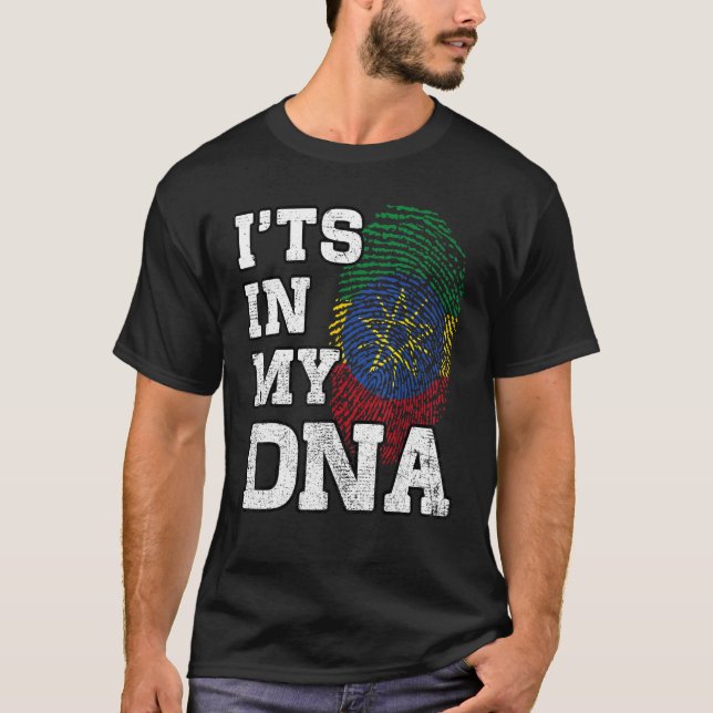 It's In My DNA Ethiopian Fingerprint Proud Ethiopi T Shirt (Framsida)