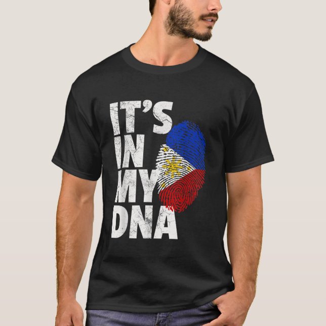ITS IN MY DNA Filipino Filippinernas Flagga P T Shirt (Framsida)