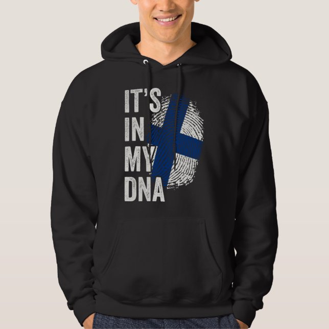 ITS IN MY DNA Finland Flag Finnish Roots Pride Gen Hoodie (Framsida)