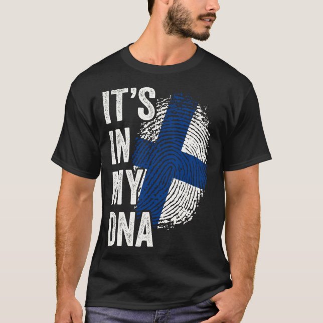 ITS IN MY DNA Finland Flag Finnish Roots Pride Gen T Shirt (Framsida)