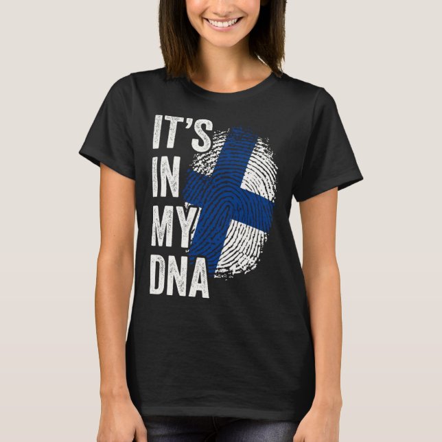 ITS IN MY DNA Finland Flag Finnish Roots Pride Gen T Shirt (Framsida)