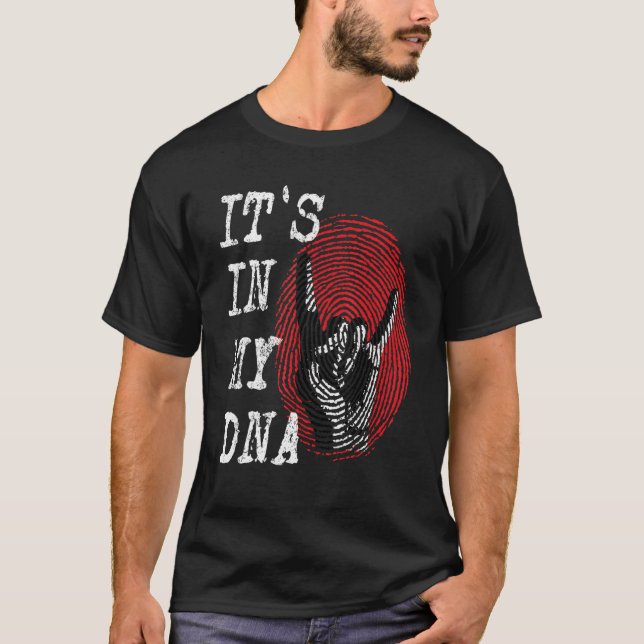 IT'S IN MY DNA Hand Horns Fingerprint Punk Rock Di T Shirt (Framsida)