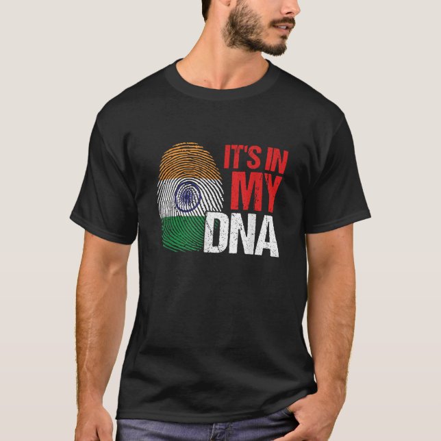Its In My DNA India Flag Country Fingerprint Patri T Shirt (Framsida)